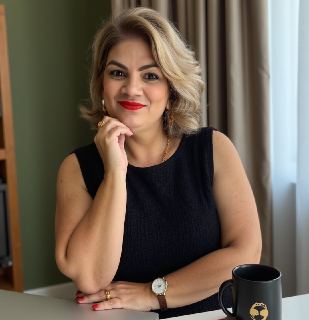 Portrait of Feh Thompson, founder of Elevate Ads Digital Agency, smiling in a professional setting.